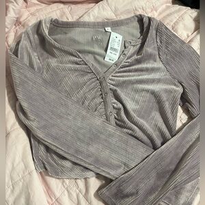 small PACSUN purple velvet long sleeve top new with tags